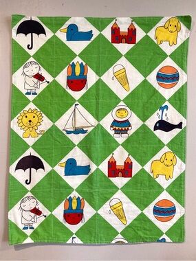 Vintage Handmade Kid/Baby Blanket Green Diamond Toddler Blanket
